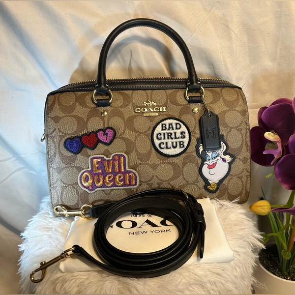 Coach Handbags - Coach Disney Rowan Satchel In Signature Canvas With Patches/Ursula Motif